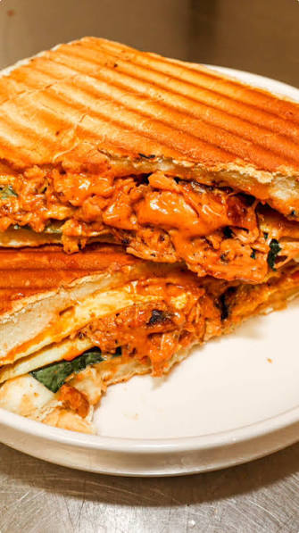 Toasted Agege melt with a rich chicken filling